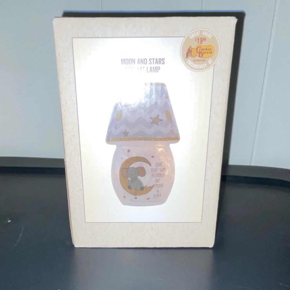 Cracker Barrel Moon and Stars Night Lamp - Gray and Gold